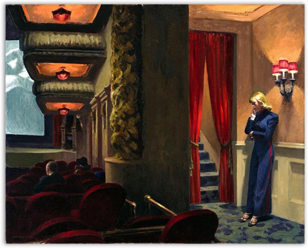OZOOPY Edward Hopper Wall Art Prints,Famous Painting New York Movie Picture Giclee Print On Canvas,Reproduction on Canvas,Wall Art for Living Room Decor 90x120cm(35x48in) Frameless Unframed