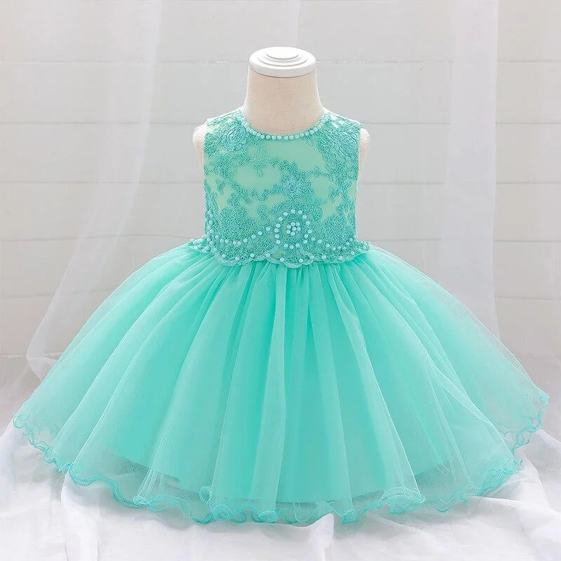 2021 Beading Newborn First Birthday Dress For Baby Girl Clothes Dress Flower Lace Princess Dresses Party Child Clothing 24 Month