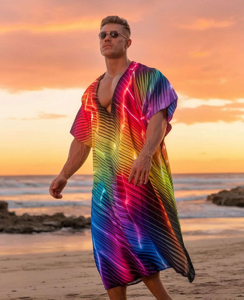 Men's Rainbow V-neck Kaftan