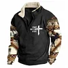 💥 2025 Hot Sale! Mens Western Fleece Jacket Cowboy Bull Head Print Pullover 1/4 Zip Up Stand Collar Country Sweatshirts Western Gifts For Men With Pocket