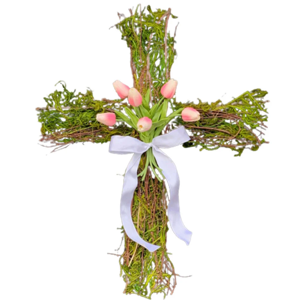 Tulip garland cross decoration door hanging