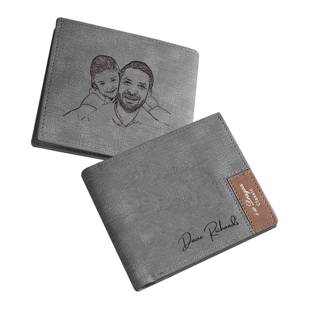 Portafoglio da uomo con 1 nome e 1 foto di linea personalizzabili regalo per uomo | Jessemade