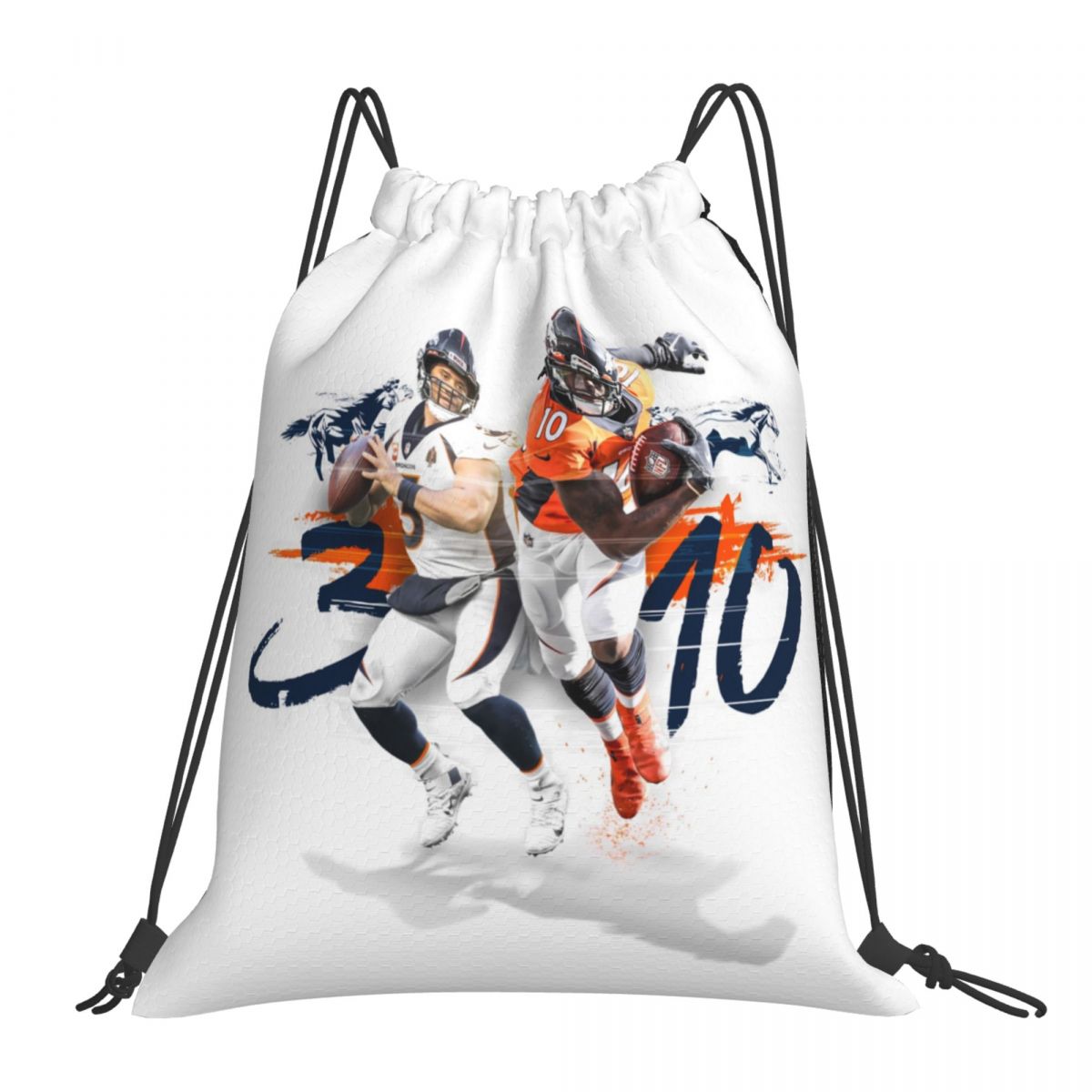 Denver Broncos Russell Wilson and Jerry Jeudy Foldable Sports Gym Drawstring Bag