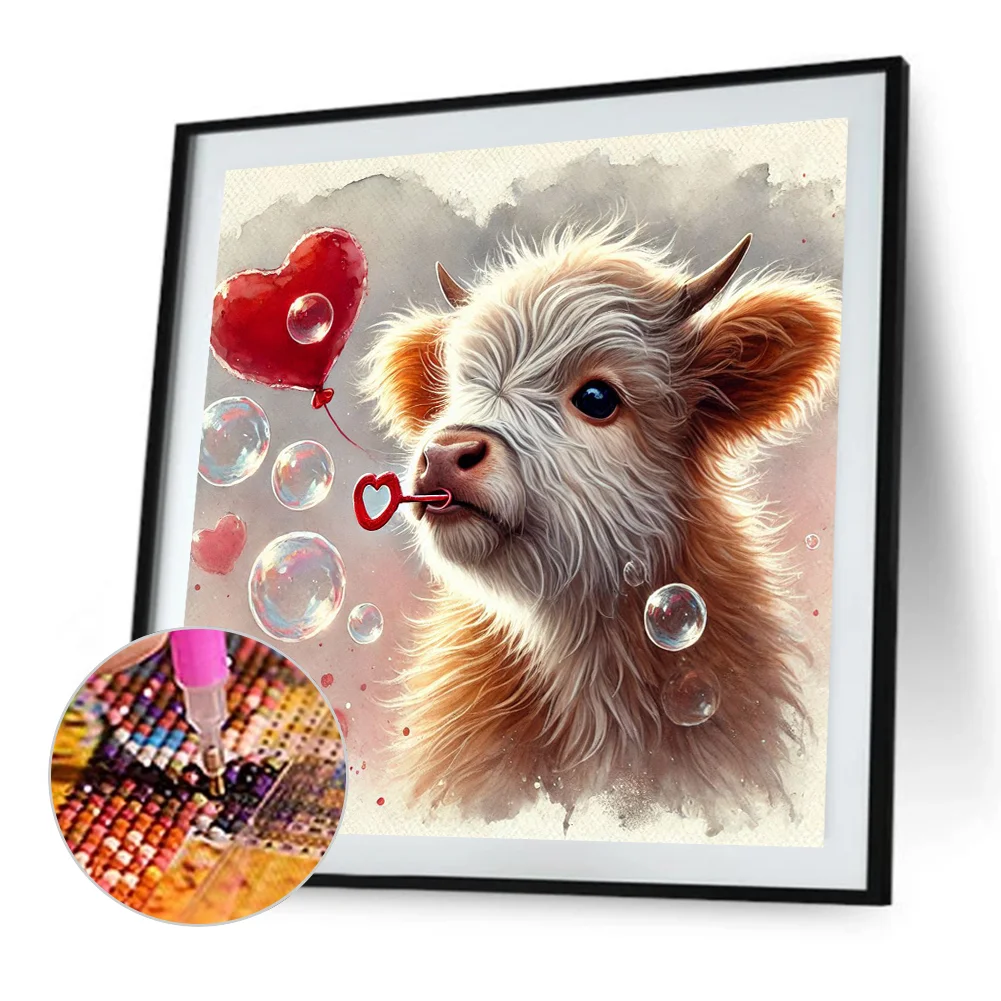 Diamond Painting - Full Square Drill - Valentine's Day Cow(Canvas|35*35cm)