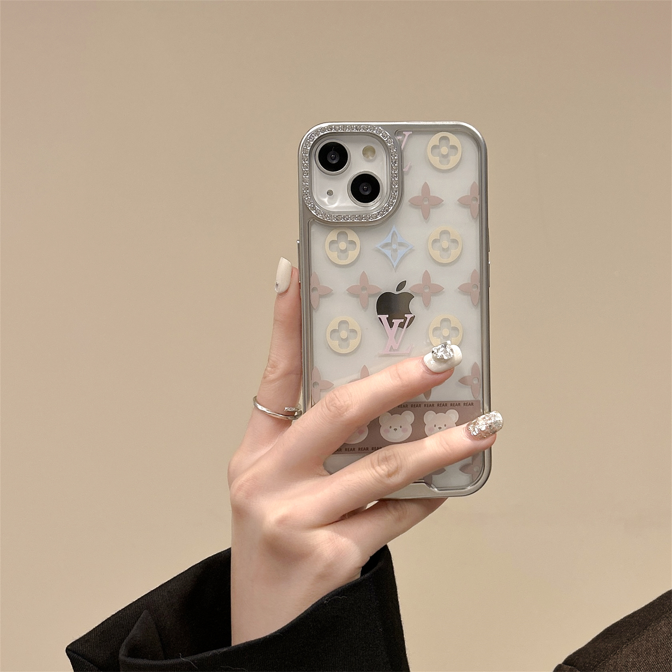 Cute Louis Vuitton Monogram illustration Bear Apple iPhone Case