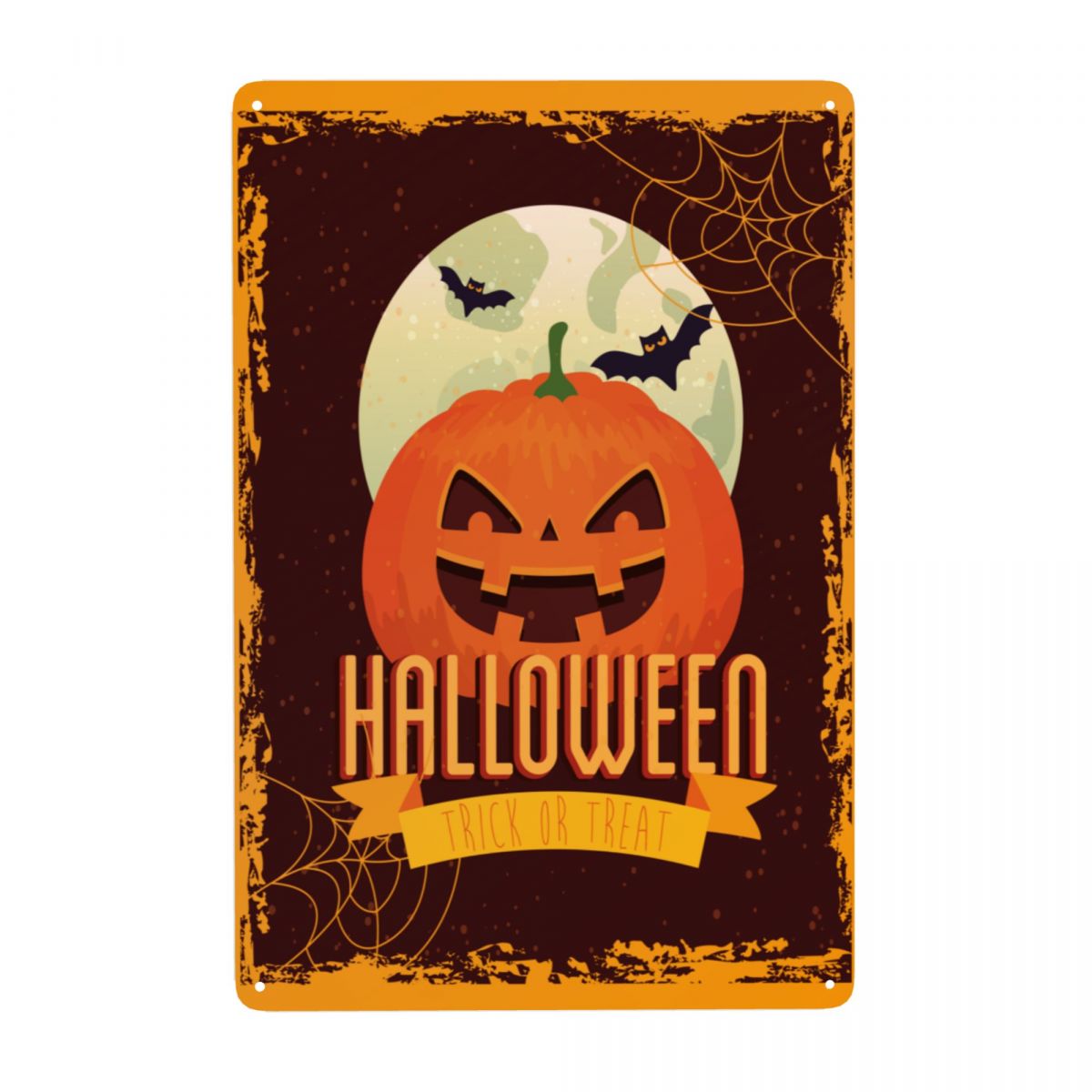 Halloween Pumpkin Moon Tin Signs Wall Decor 12x8 Inches