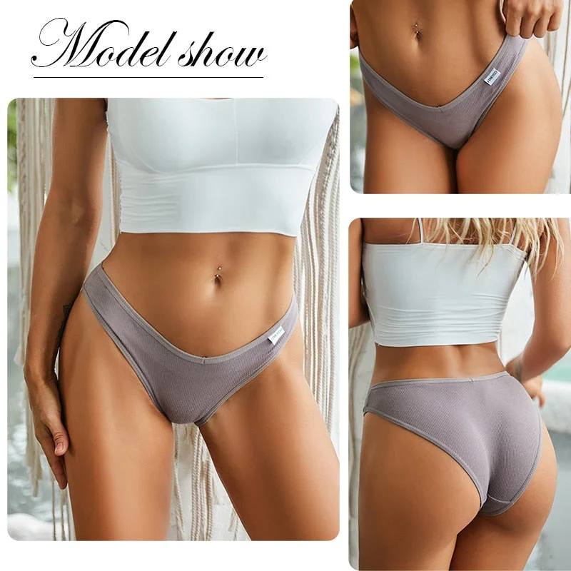 FINETOO Cotton Underwear Women M-XL Panties Fashion V Waist Underpants Low-rise Women's Briefs Soft Panty Comfortable Lingerie