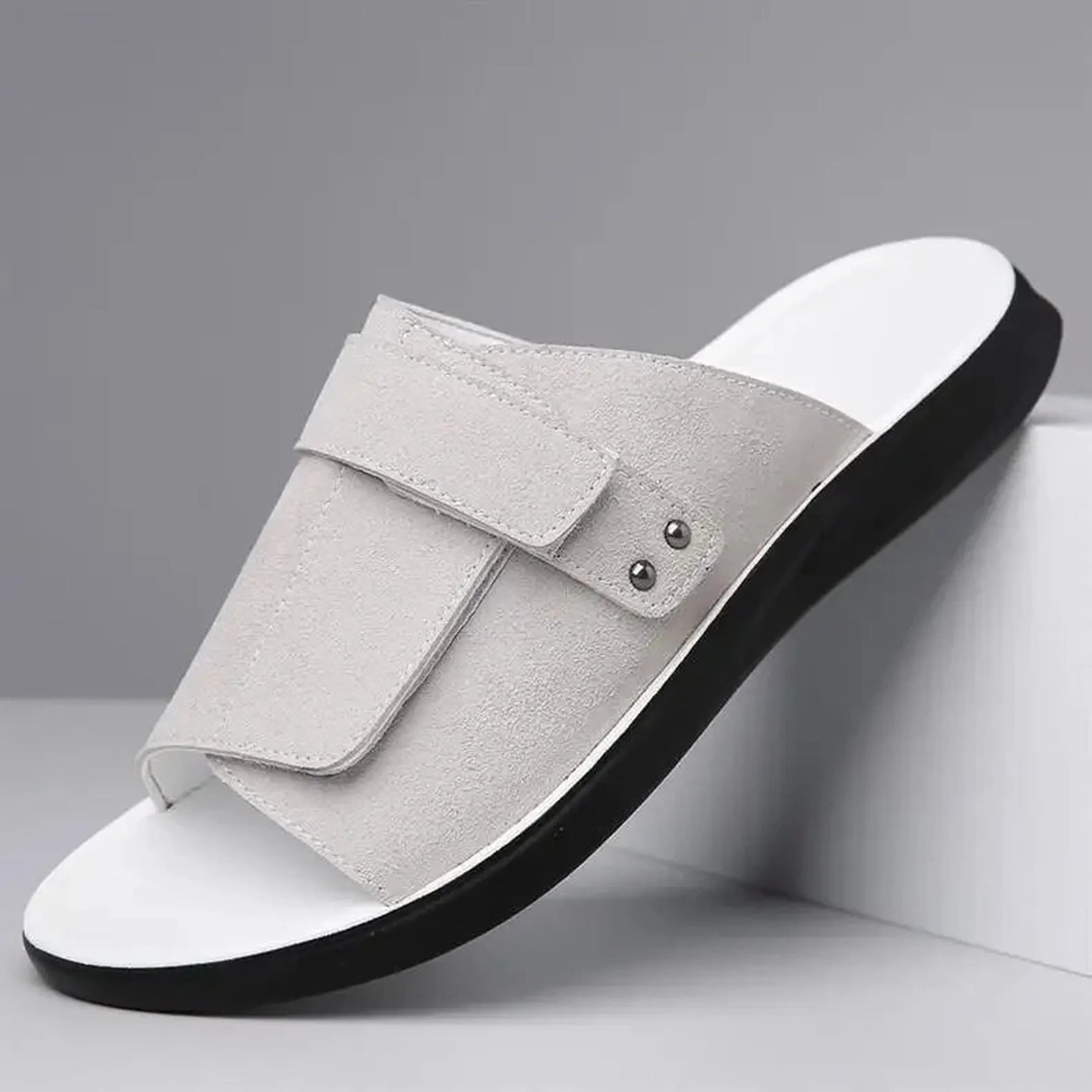 Men's Suede Leather Sandals &ndash; Cushioned Footbed &ndash; Adjustable Strap