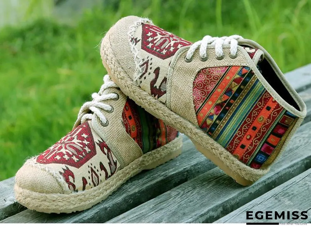 Embroider Shoes Women Ankle Boots Flat Autumn Shoes Comfortable Lace-Up Shoes Flats | EGEMISS