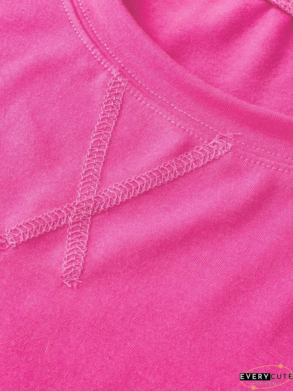 Crimson Red Extended Length Short Sleeve Slit Detail Drop Shoulder Blouse