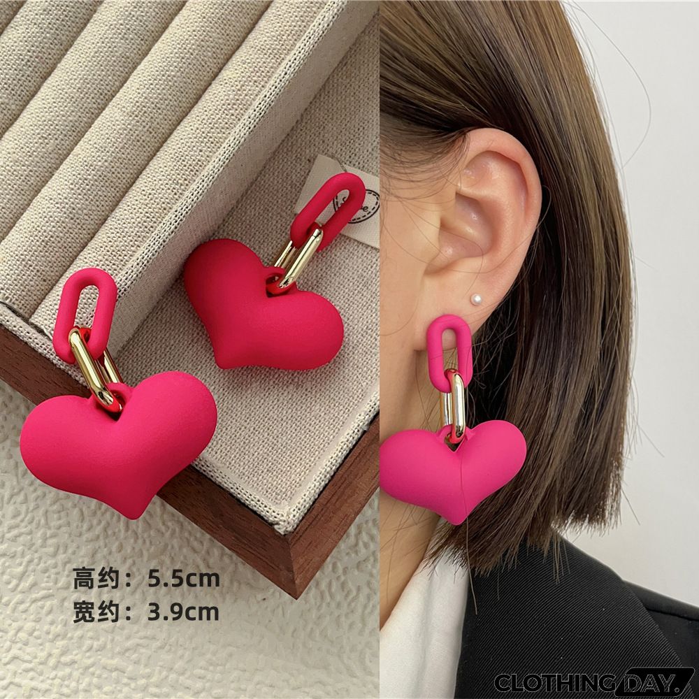 Women Fashion Geometric Fluorescent Rose Without Ear Hole Ear Clip Earrings