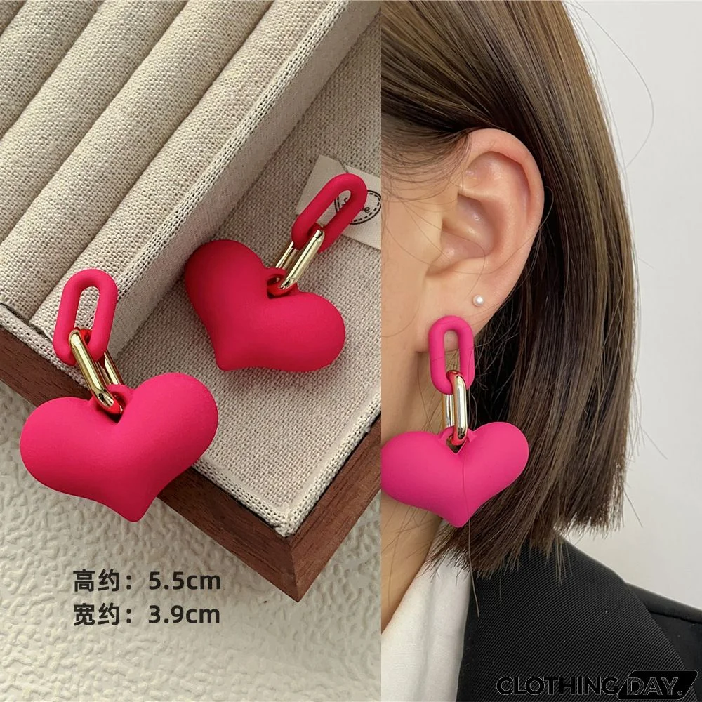 Women Fashion Geometric Fluorescent Rose Without Ear Hole Ear Clip Earrings