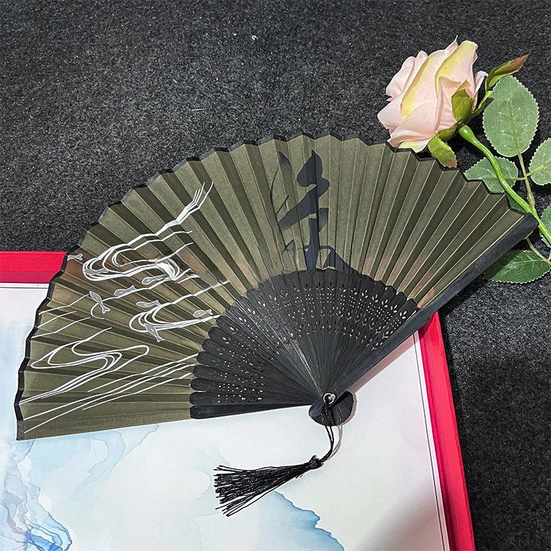 Antique Fan Folding Fan Men’s And Women’s Classical Dancing Fan Ancient Costume Performance Photography Hanfu Props Chinese Style Handmade Folding Fan