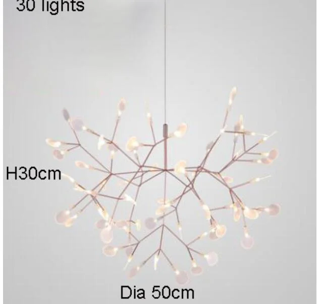 Romantic Firefly LED Chandelier Light Stylish Tree Branch/Round Metal Dining room Restaurant Ceiling Spotlight Chandelier