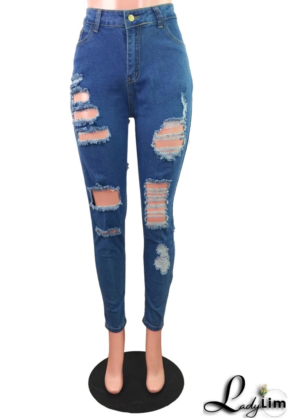 Summer Stylish Blue Ripped Jeans