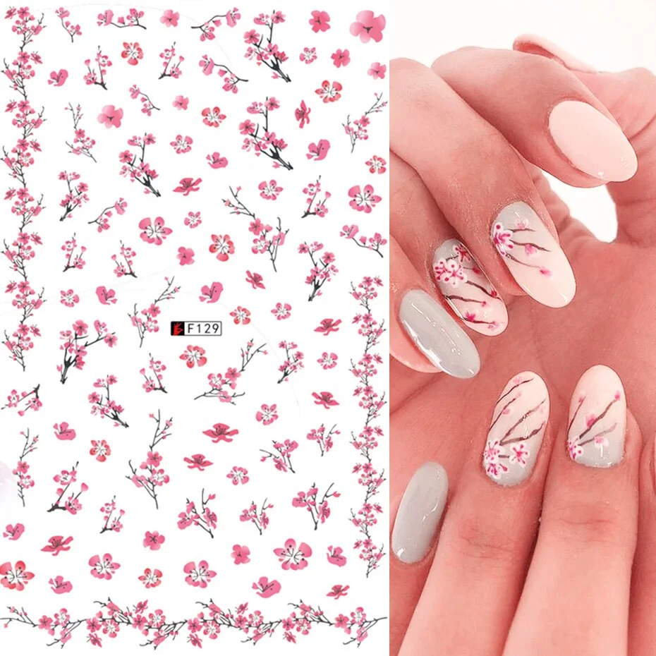 Applyw 3D Stickers For Nails Sakura Flower Design Nail Art Adhesive Decals Floral Manicure Sliders Nail Decoration LAF091-F669