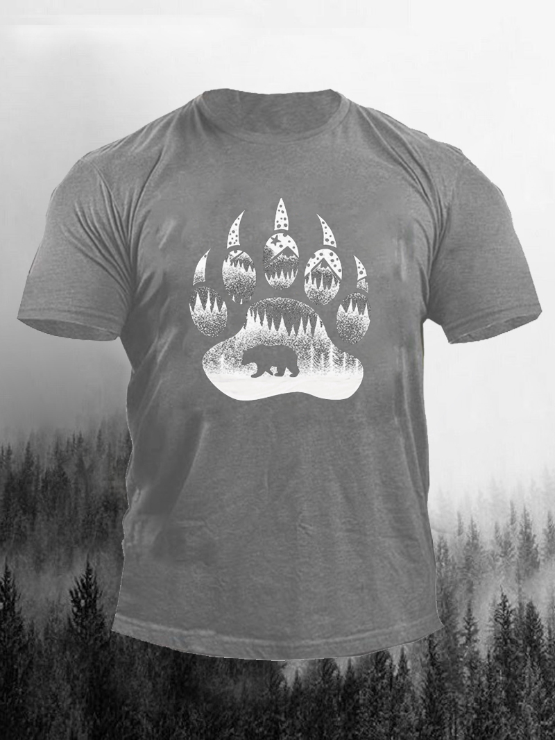 Men's Outdoor Bear's Paw Printed Short-sleeve Cool Sport T-shirt