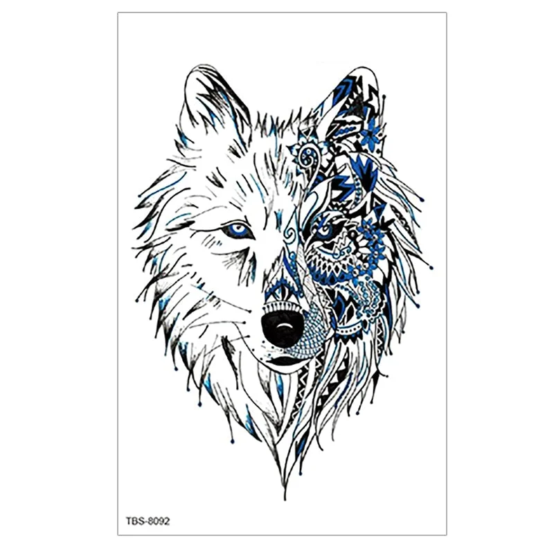 Waterproof Temporary Tattoo wolf tiger totem Fake Tatto Flash Tatoo cross angel Hand Arm middle size art Tattoos for Women men