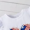 Kid Girl Short Sleeve American Flag Print Independence Day Sets