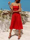 Solid Color Bandeau Wide Leg Suits