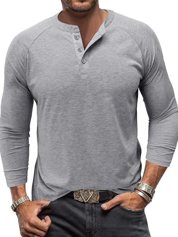 Men's Cotton Solid Color Basic Stretch Long Sleeve Raglan Sleeve Polo