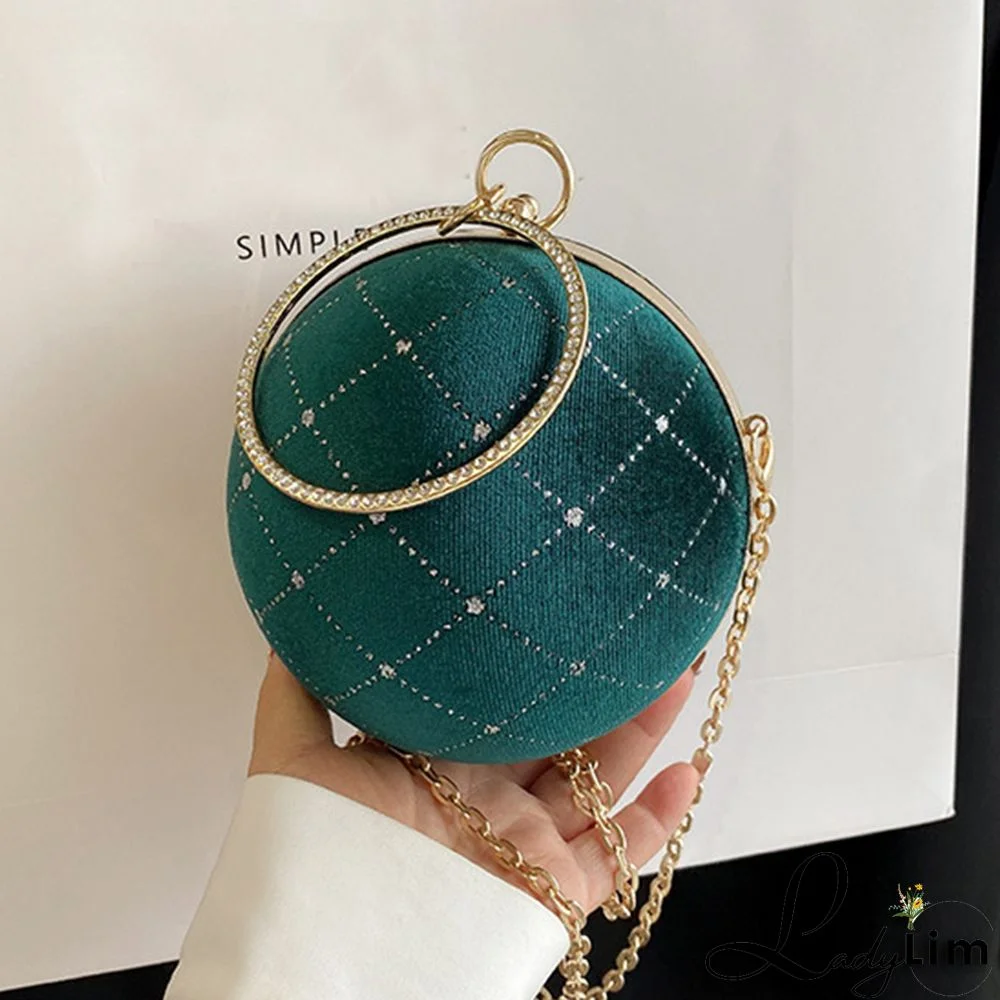 Green Casual Daily Patchwork Chains Rhinestone Bags