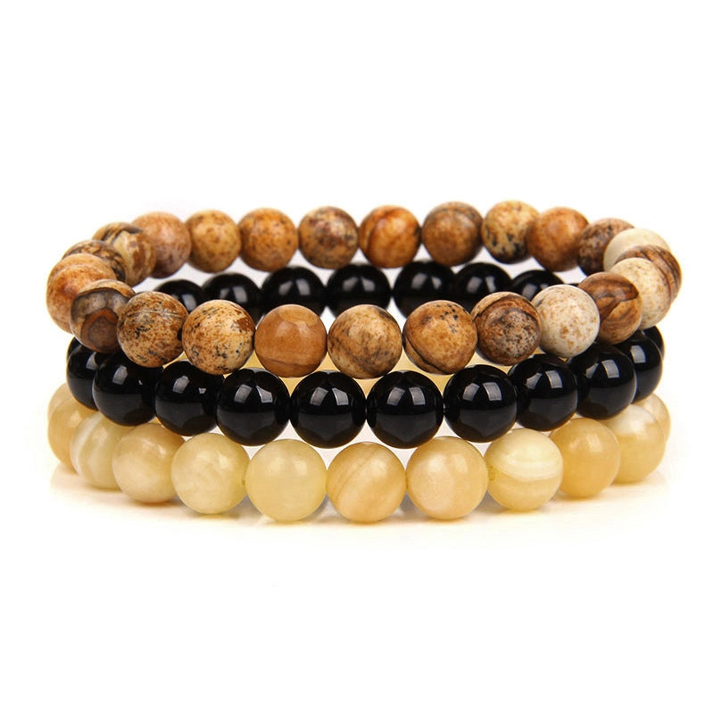 Classic Style Round Artificial Crystal Agate Tiger Eye Beaded Women’s Bracelets