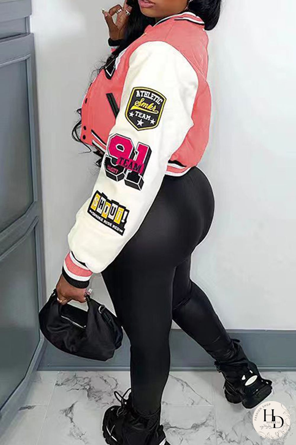 Red Casual Print Patchwork O Neck Outerwear