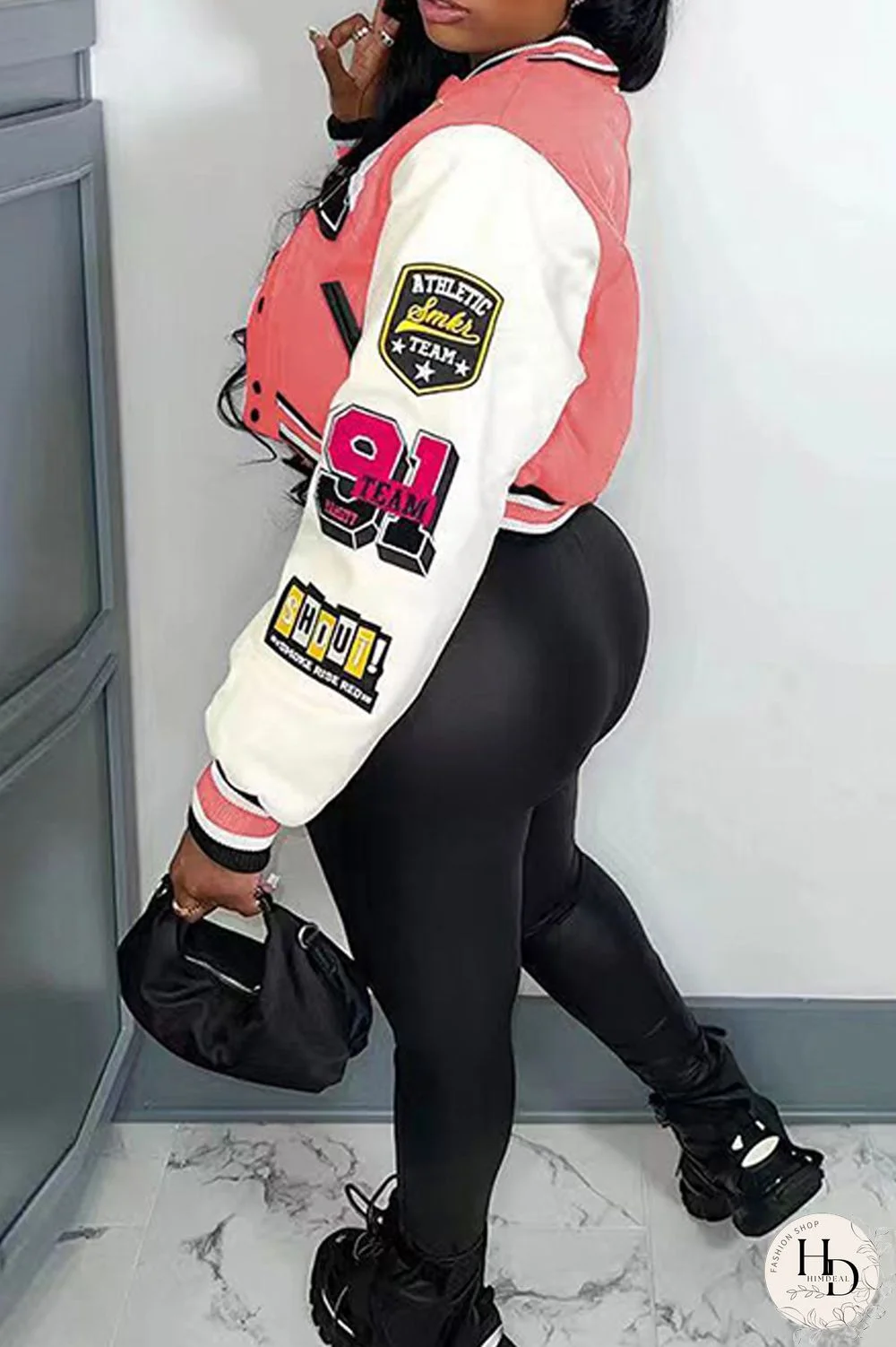 Red Casual Print Patchwork O Neck Outerwear