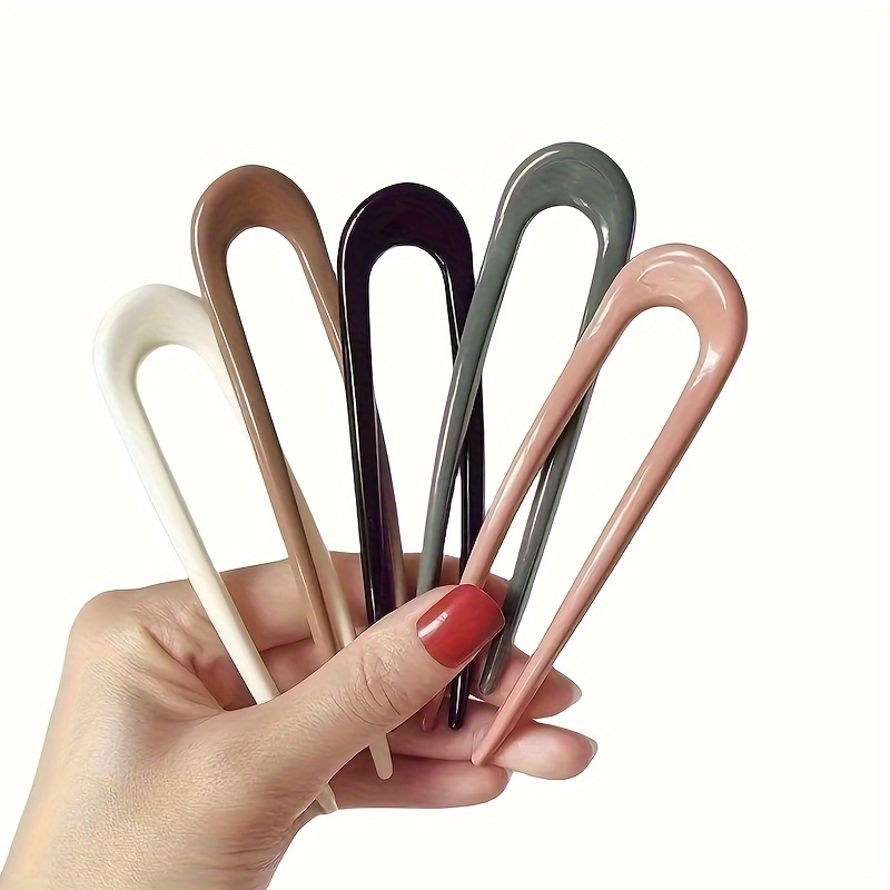 3\u002F5 Pieces Of Solid Color U-shaped Hair Clip Headwear For Women And Girls, Hair Clip And Bun Accessories