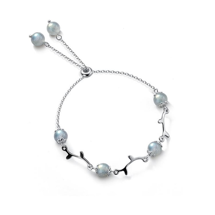 Branch Pattern Beads 925 Sterling Silver Bracelet - Modakawa Modakawa