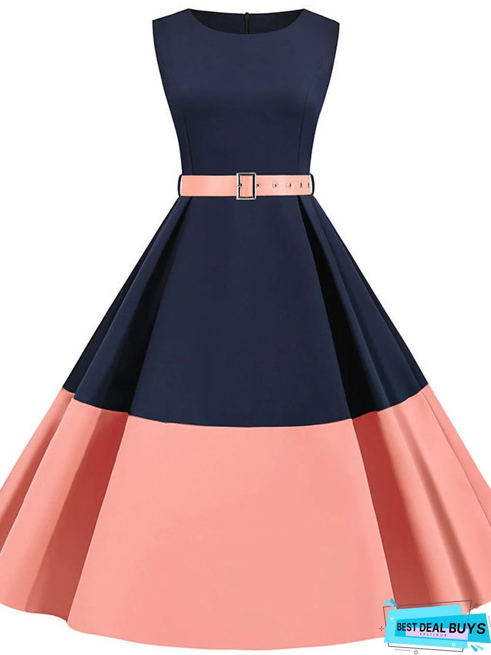 Women's A Line Dress Knee Length Dress Sleeveless Print Patchwork Summer Vintage Black Yellow Blushing Pink Green