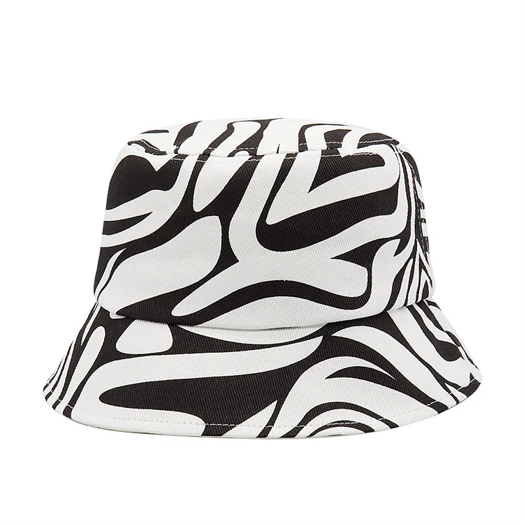 Hip Hop Zebra Pattern Cotton Outdoor Bucket Hats