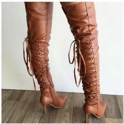 Sexy Pointy Over-The-Knee Stiletto Heel Boots Vdcoo