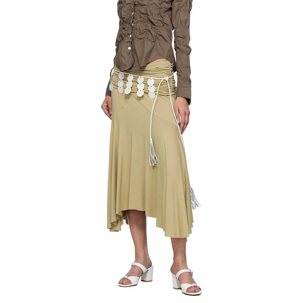 Round Toe Chunky Heel Buckle Strap Slide Sandals Women in White