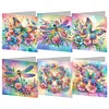 (US Local)6PCS DIY Butterfly Flower Diamond Art Greeting Cards Congratulations Cards