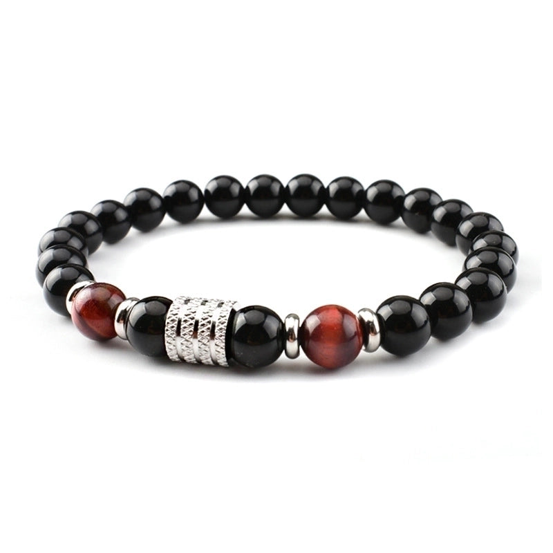 Minimalist Classic Style Round Stainless Steel Natural Stone Glass Chakra Bracelet