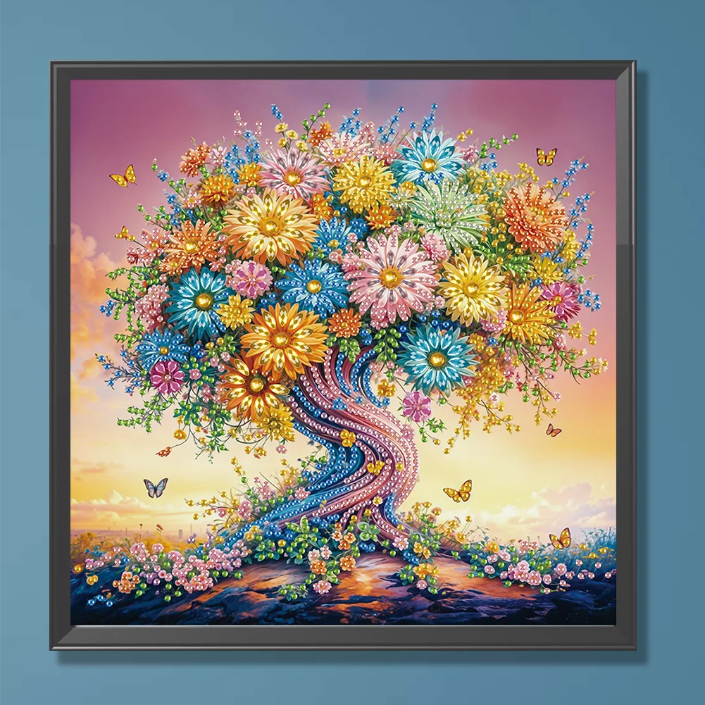 Diamond Painting - Partial Special Shaped Drill - Flower Tree(Canvas|30*30cm)