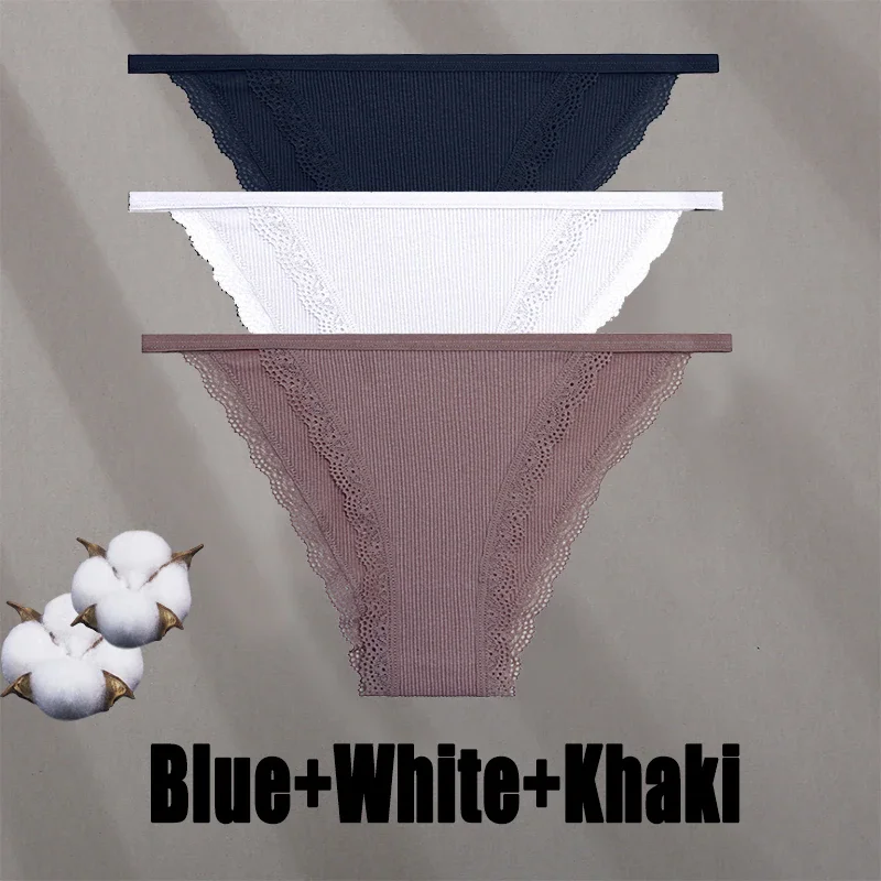 Billionm Women Sexy Lace Panties Cotton Breathable Underwear G-String Intimates Lingerie Female Solid Color Soft Underpants