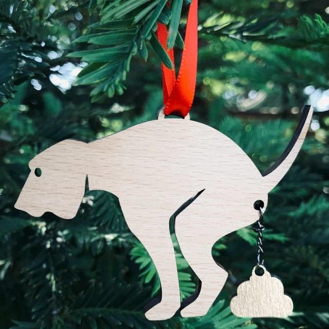 Pooping Dog Christmas Tree Hanging Ornament