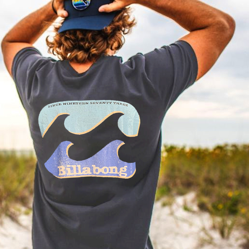 Unisex Surf Print Short Sleeve Casual T-Shirt / [blueesa] /
