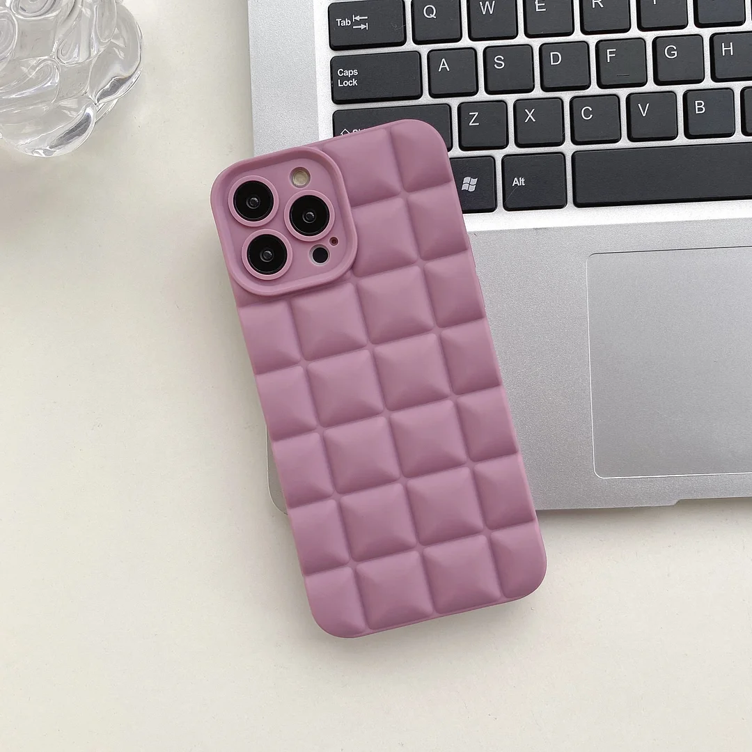 Morandi Color 3D Lattice Phone Case