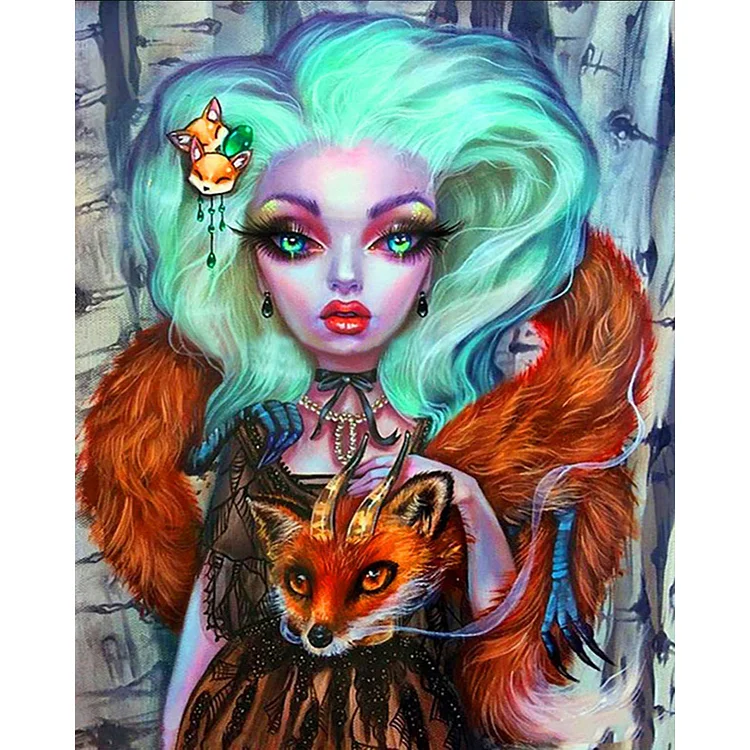 Fluorescent Green Girl 40*50CM (Canvas) Full 40*50CM Drill Diamond Painting gbfke