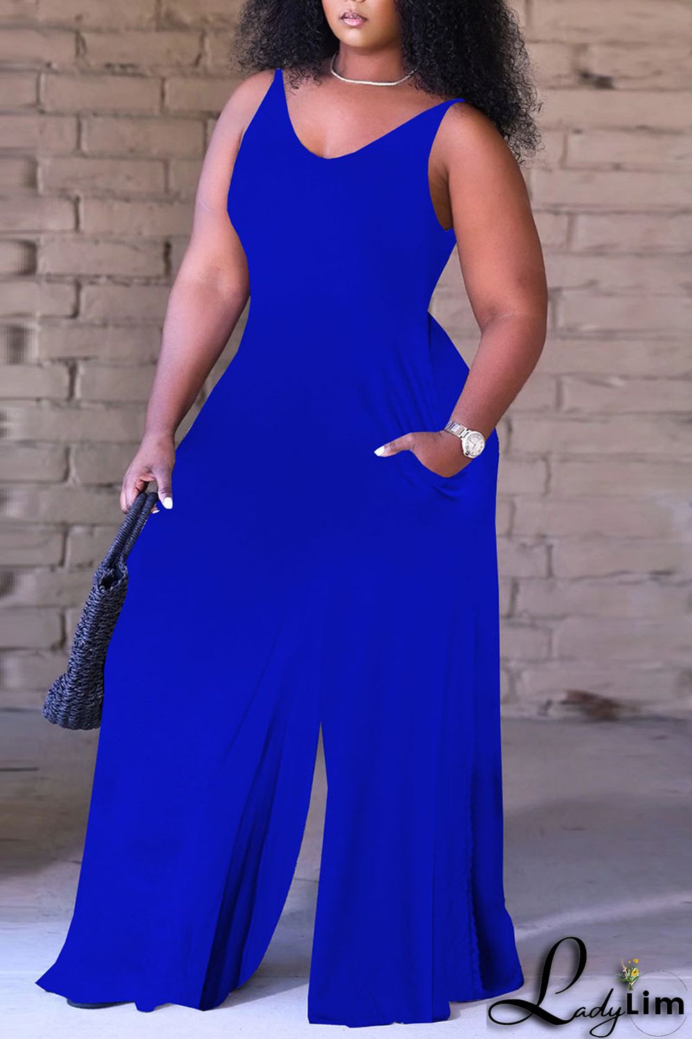 Black Sexy Solid Split Joint Spaghetti Strap Straight Jumpsuits