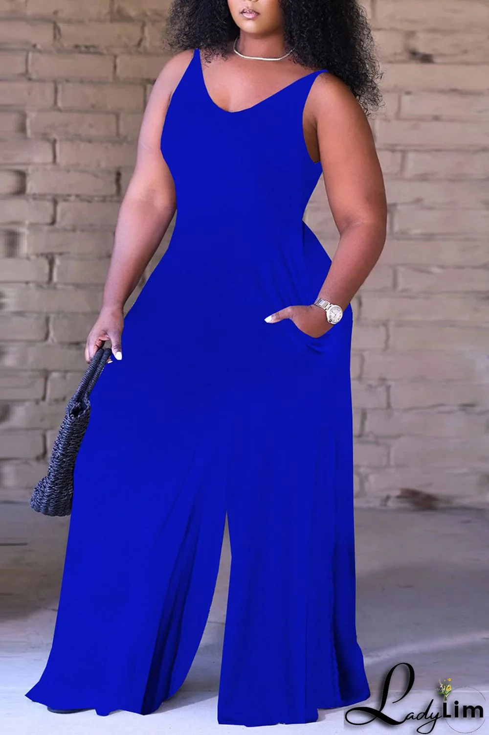 Black Sexy Solid Split Joint Spaghetti Strap Straight Jumpsuits