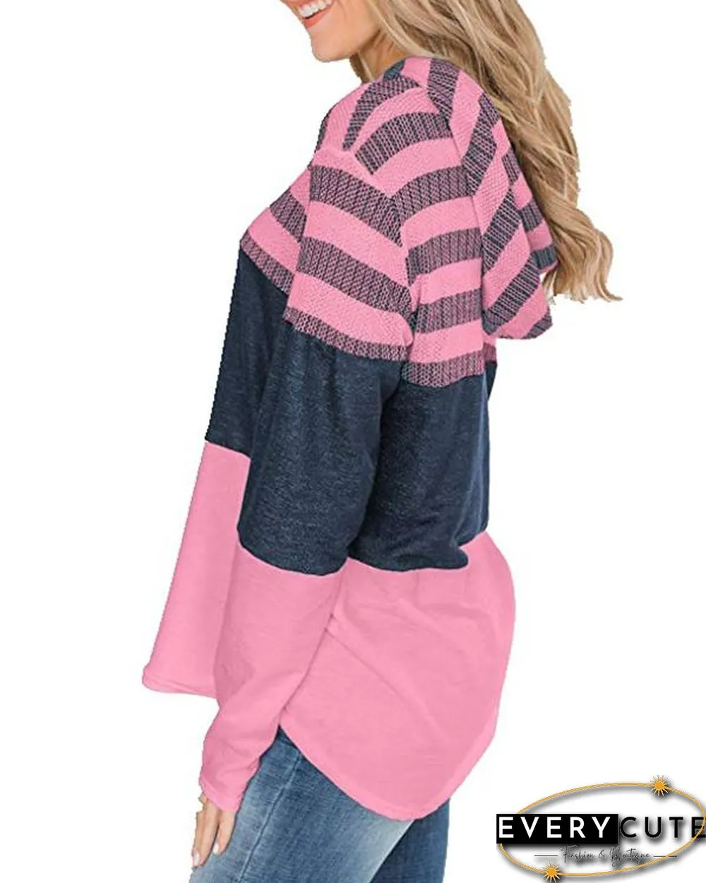 Color Block Splicing Drawstring Hoodies
