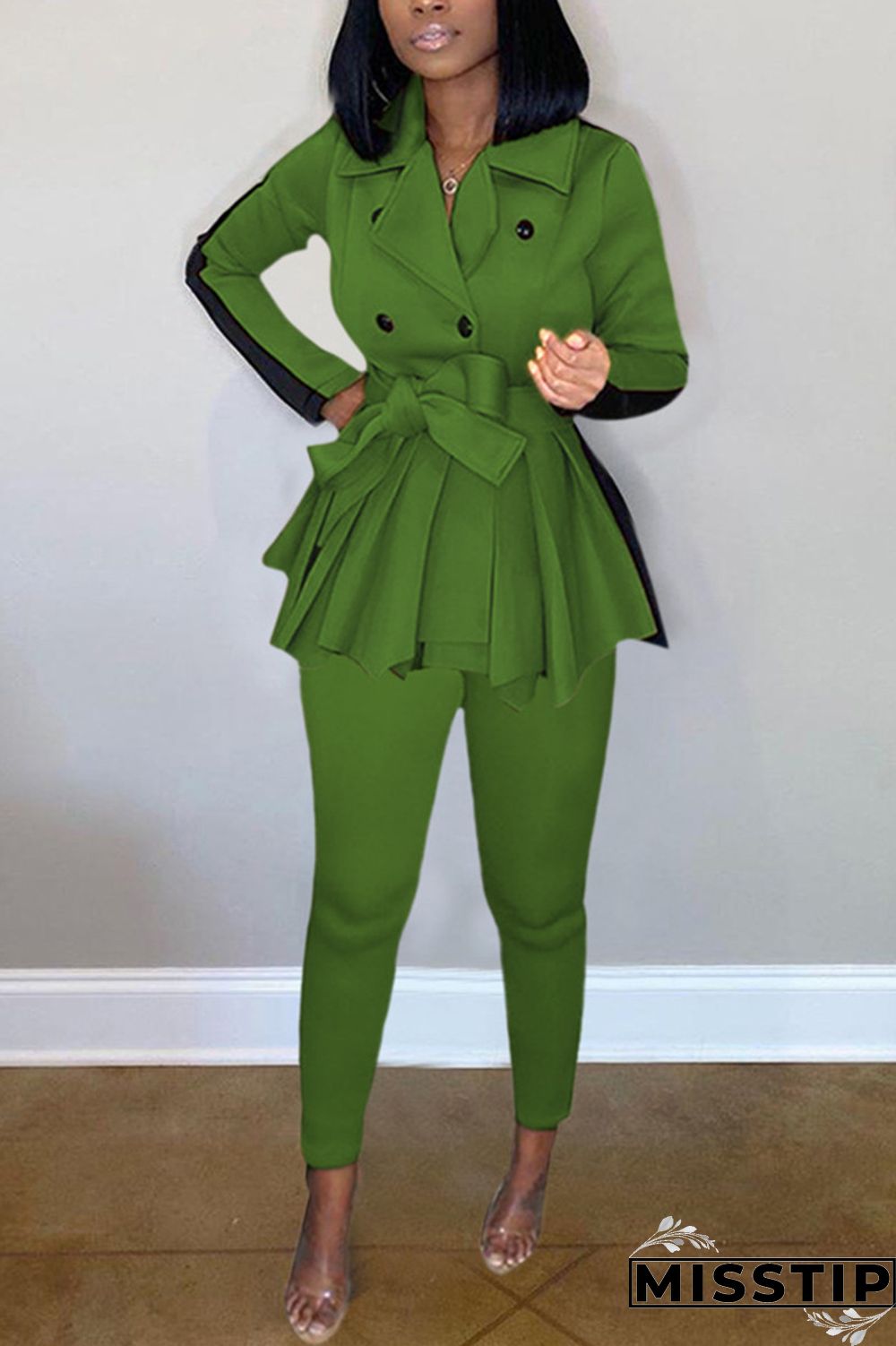 Orange Fashion Casual Long Sleeve Turndown Collar Regular Sleeve Regular Patchwork Two Pieces