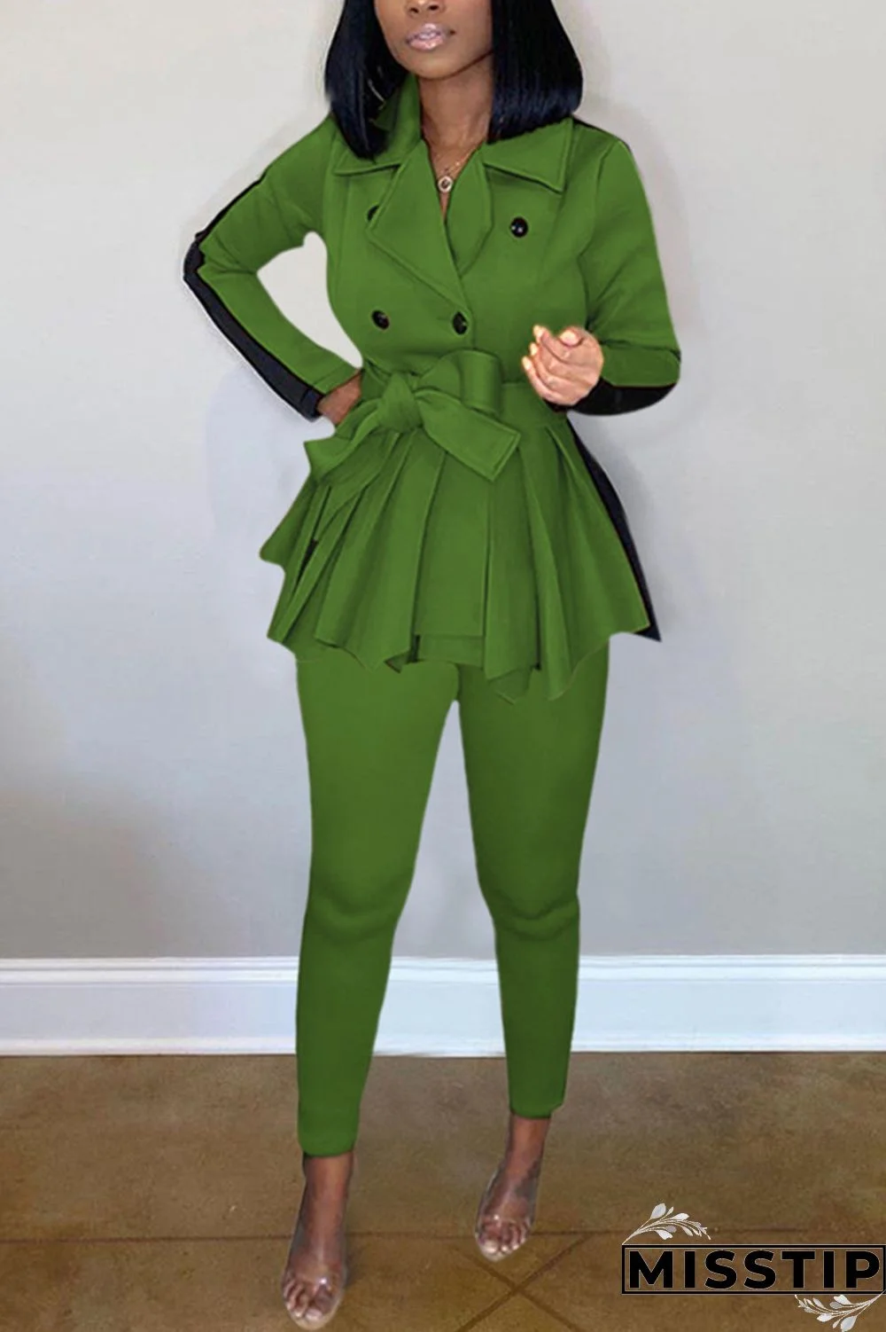 Orange Fashion Casual Long Sleeve Turndown Collar Regular Sleeve Regular Patchwork Two Pieces