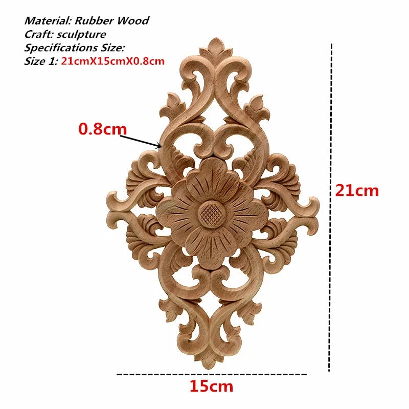 VZLX Vintage Floral Wood Carved Corner Applique Wooden Carving Decal for Furniture Cabinet Door Frame Wall Home Decor Crafts