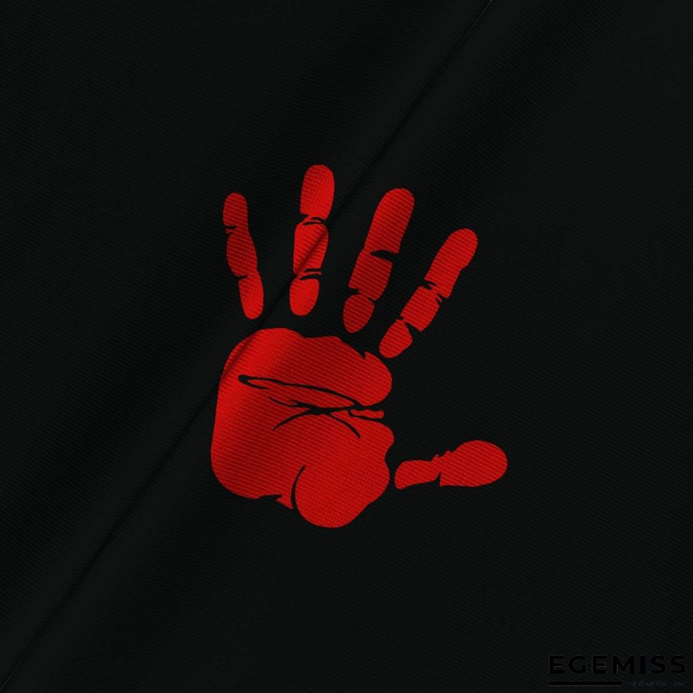 3D Digital Printed Red Hand Men's Casual Loose Short Sleeve T-shirt | EGEMISS